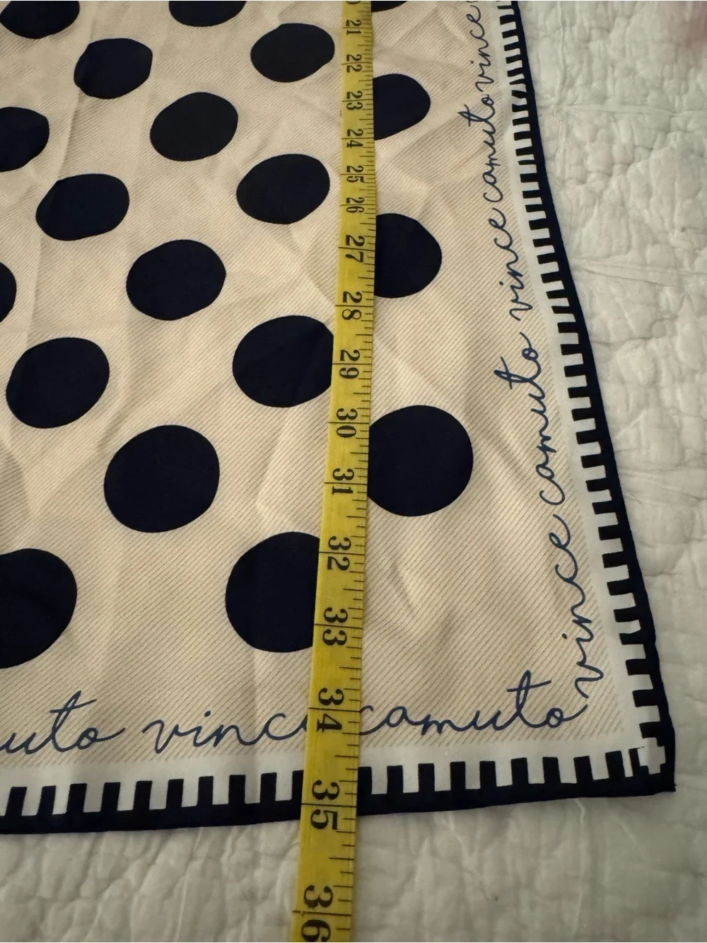 Vince Camuto 💯% Silk Scarf Polka Dot Lt Blue/Cream/Black 35” square